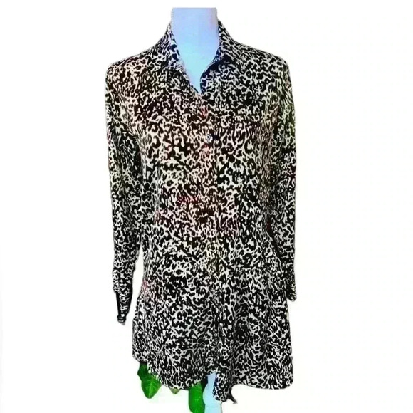 Zara Women’s drop waist leopard print blouse XS (oversized) NWOT. Long sleeves - Picture 1 of 9
